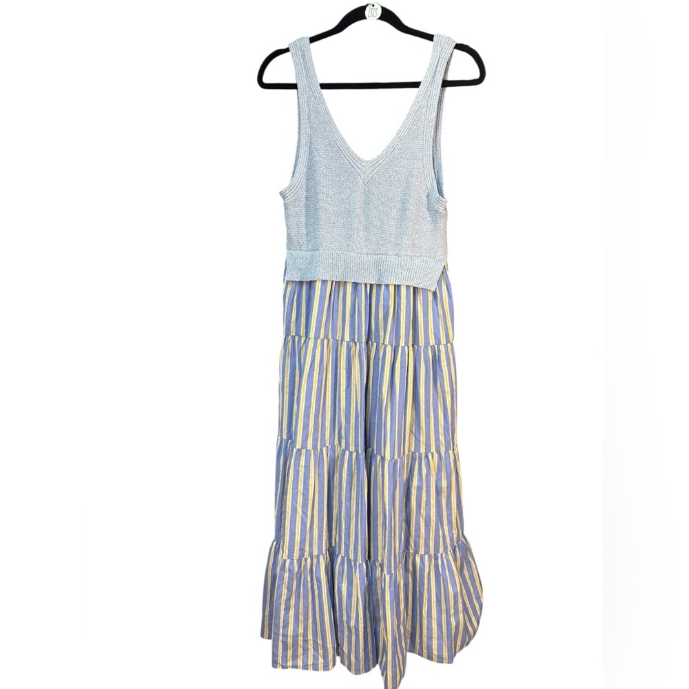 En Saison Mixed Media Knit & Striped Midi Dress MSRP $148 Sz Medium - Picture 2 of 5